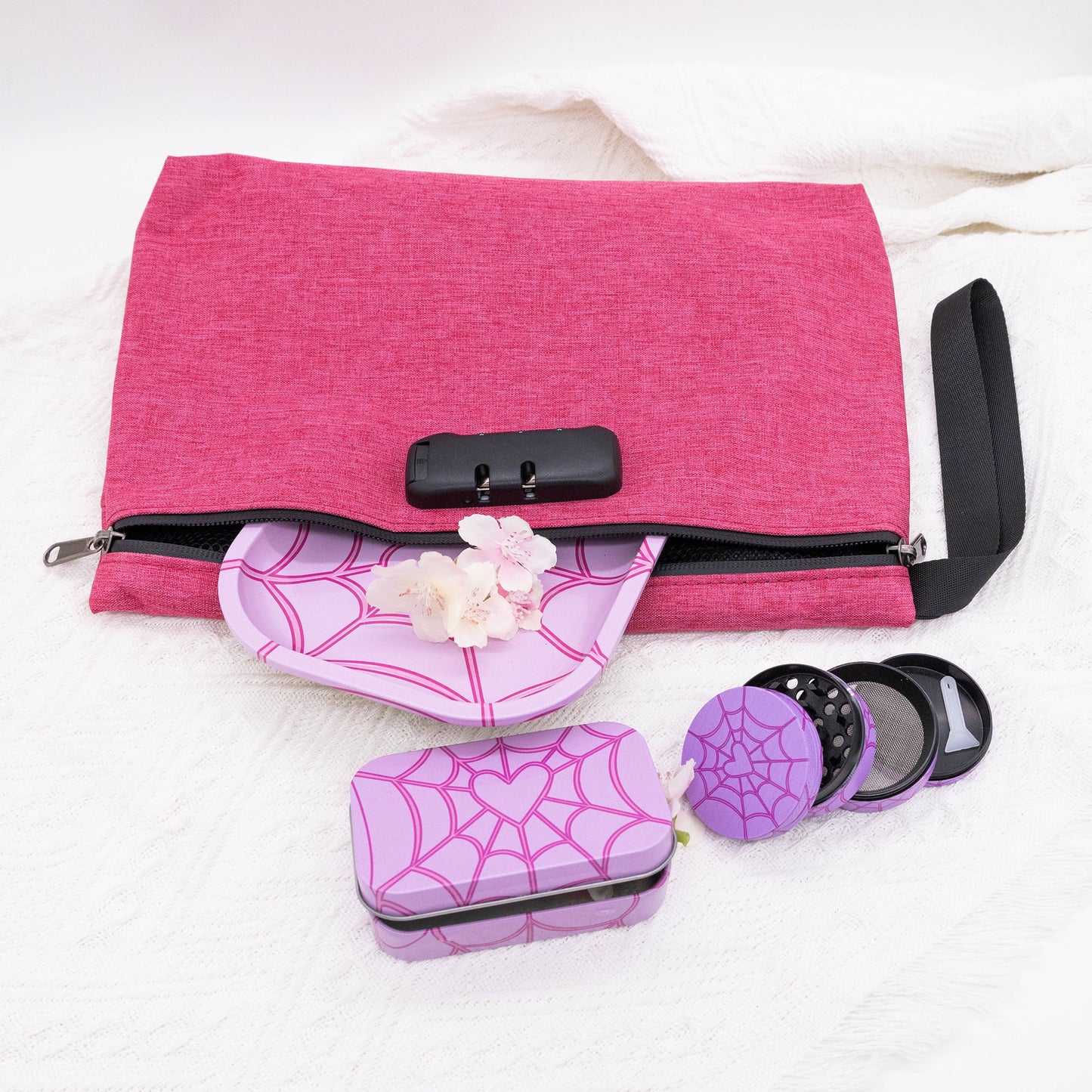 Set Rangement Fumeur 4pcs : Grinder, Plateau, Pochette Anti-Odeur by LSDLBoutique.ch