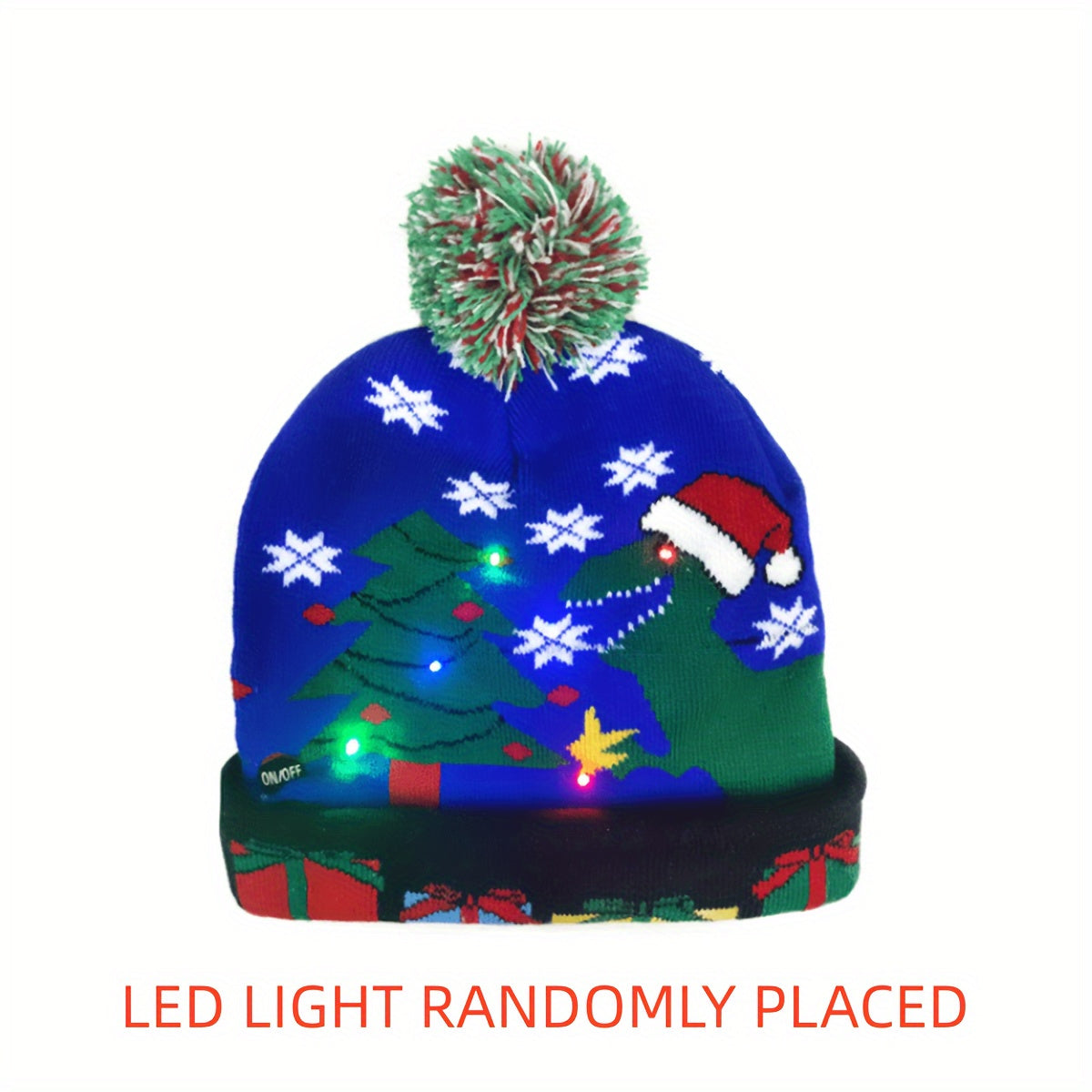 Bonnet De Noël À LED Multicolores Avec Pompon Taille Unique Résistant À L Humidité by LSDLBoutique.ch