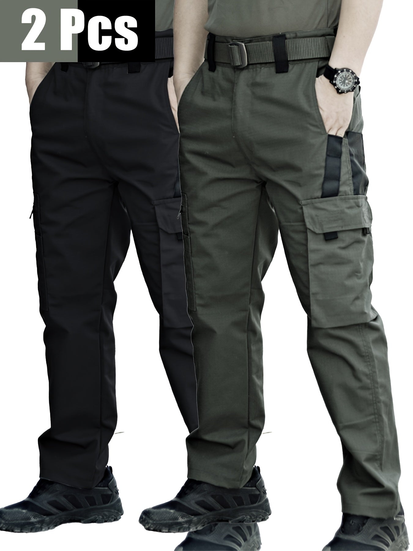 TactiPro – Lot de 2 Pantalons Cargo Tactiques Homme, Multi-Poches Résistants by LSDLBoutique.ch
