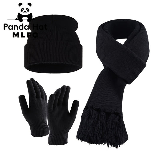 Ensemble Hiver 3 Pièces Bonnet Gants Écharpe Tricotés Confort Léger Acrylique 100 Pourcent Isolation Chaude MLFO by LSDLBoutique.ch
