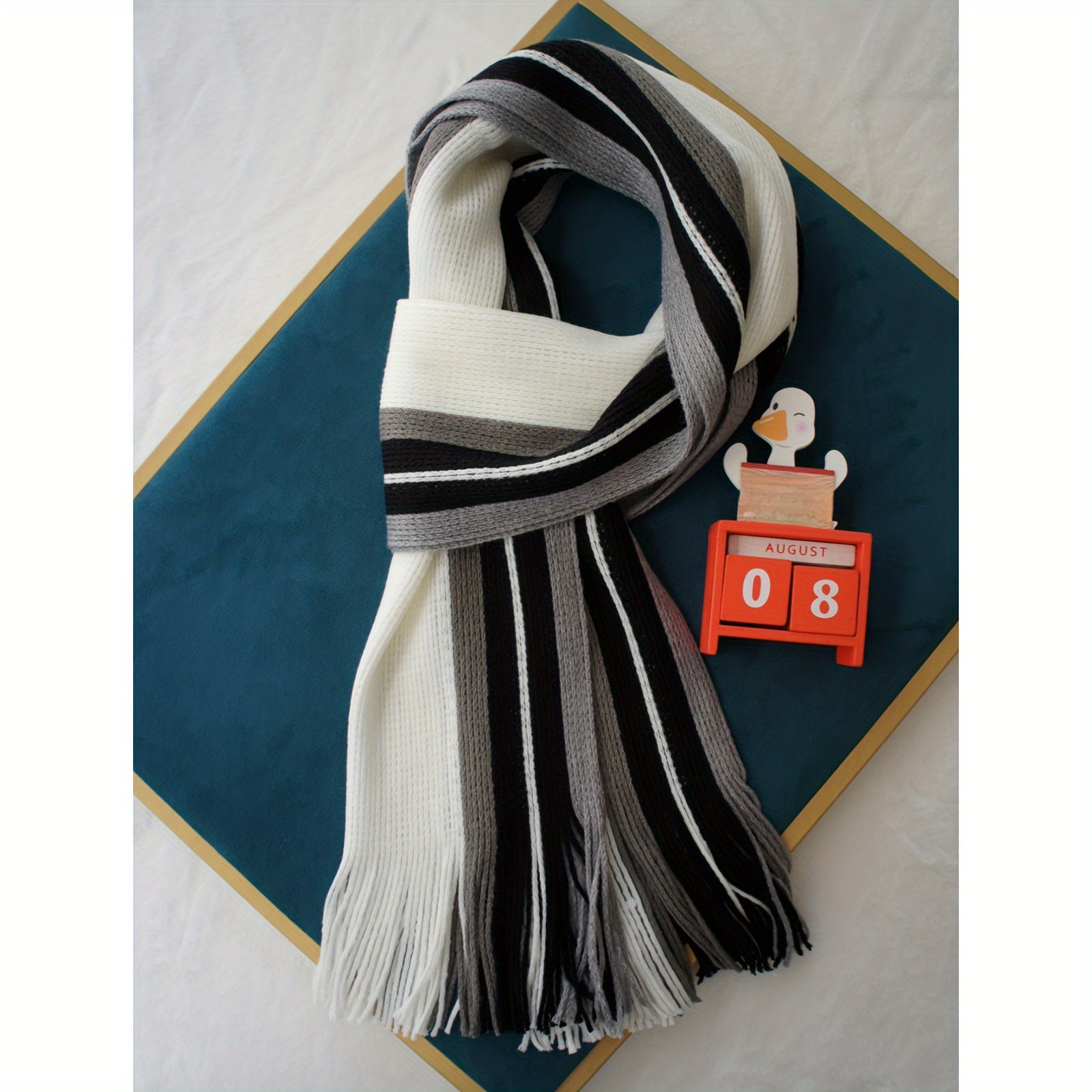 Écharpe Homme À Rayures Tricot Chaud Avec Franges En Acrylique Doux Pour Hiver Confortable Et Légère by LSDLBoutique.ch