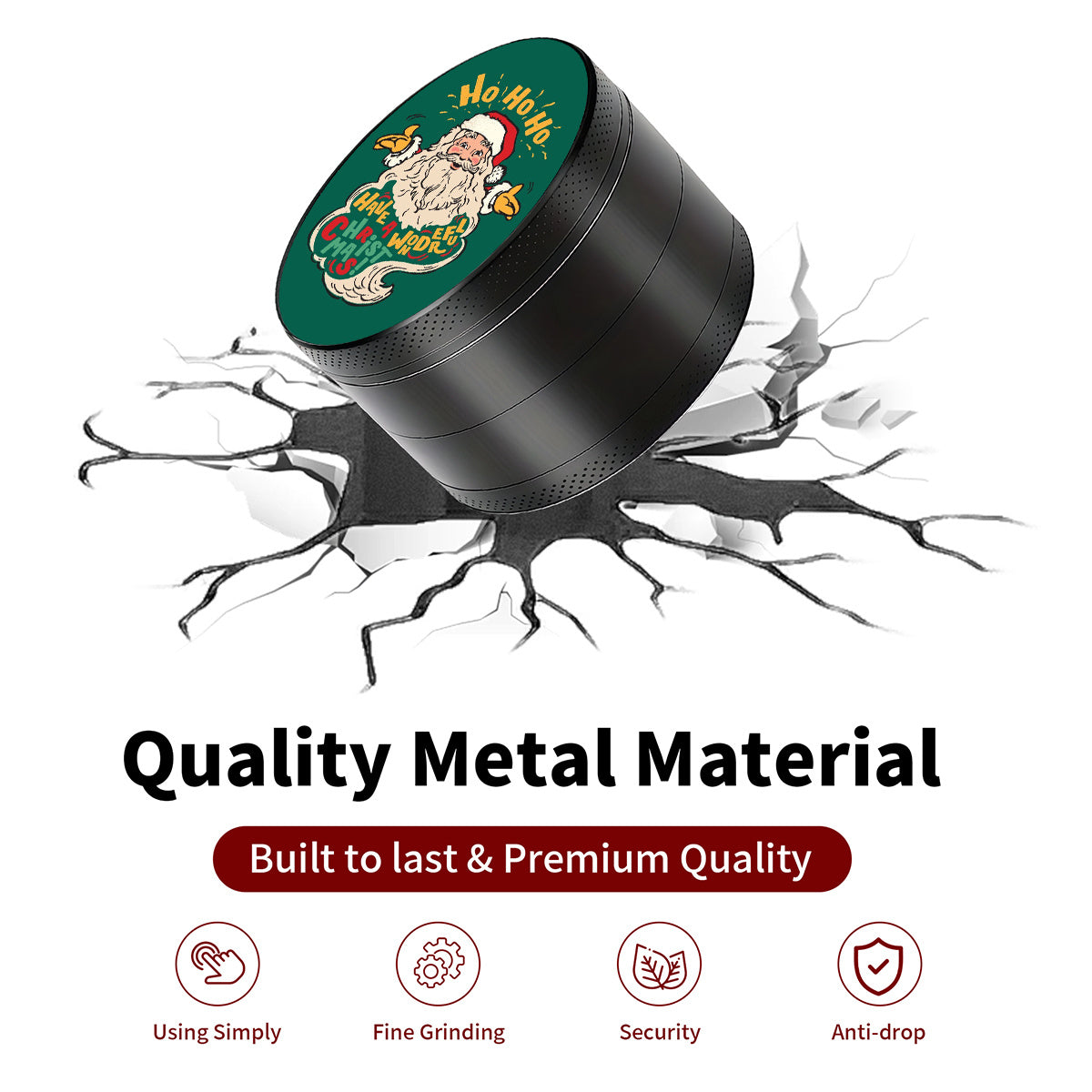 Grinder En Alliage De Zinc 4 Pièces Motif Père Noël 50 Et 63 Mm Durable Et Portable by LSDLBoutique.ch