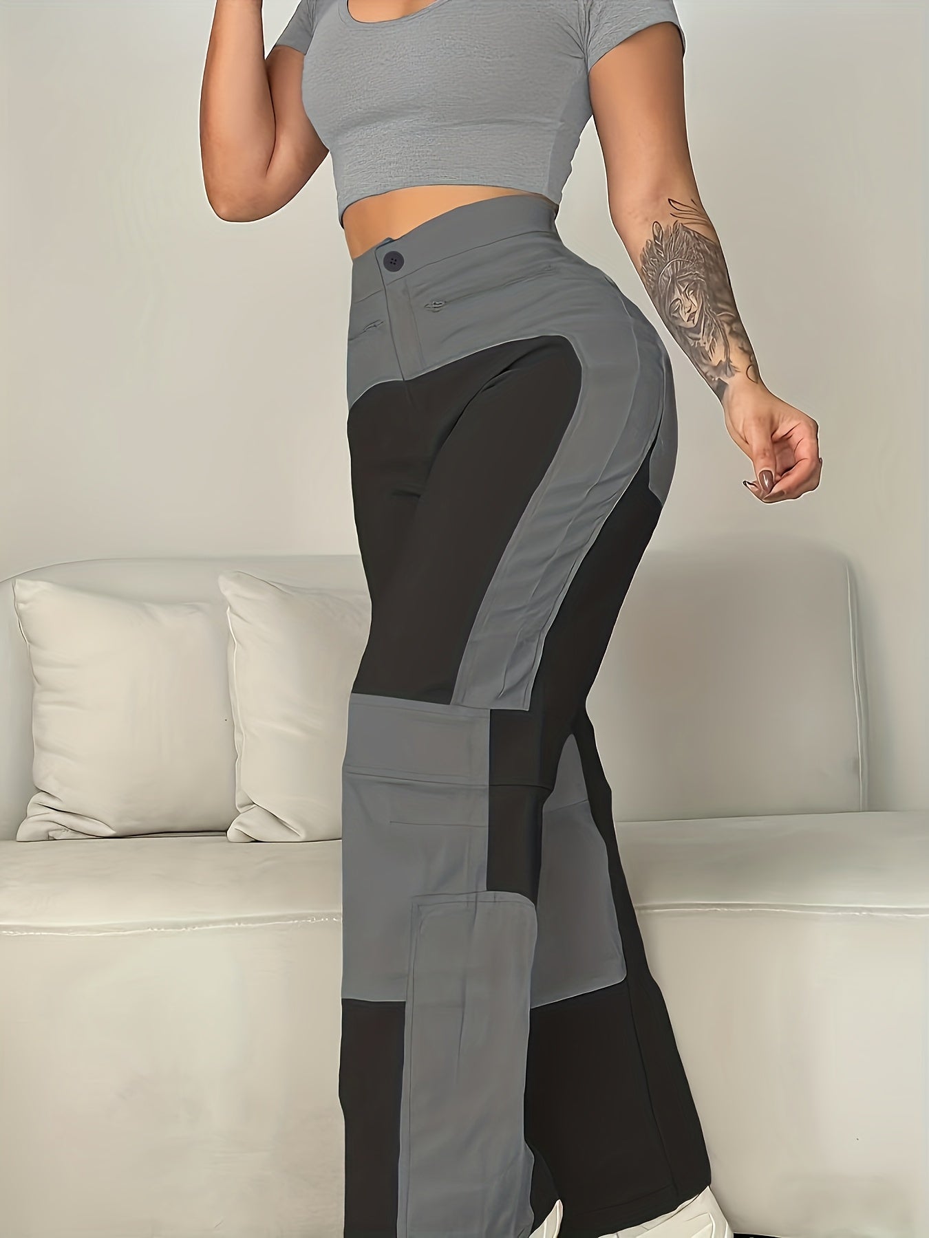 UrbanEase – Pantalon Cargo Femme Vintage à Blocs de Couleur by LSDLBoutique.ch
