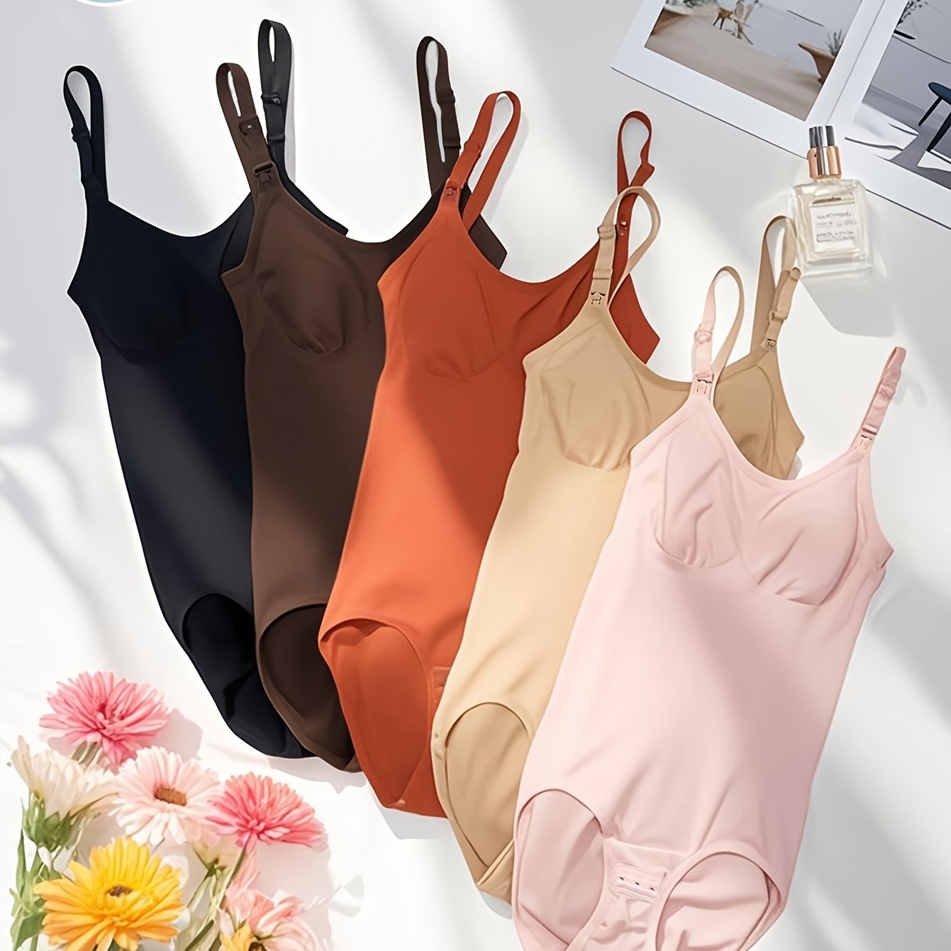 Lot 5 Combinaisons Grossesse Post Partum Gainantes Allaitement Sans Manches Avec Soutien Discret Et Silhouette Affinée by LSDLBoutique.ch