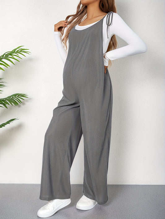 Combinaison Grossesse Femme Taille Haute Avec Bretelles Et Noeud Ample Confort Et Élégance by LSDLBoutique.ch