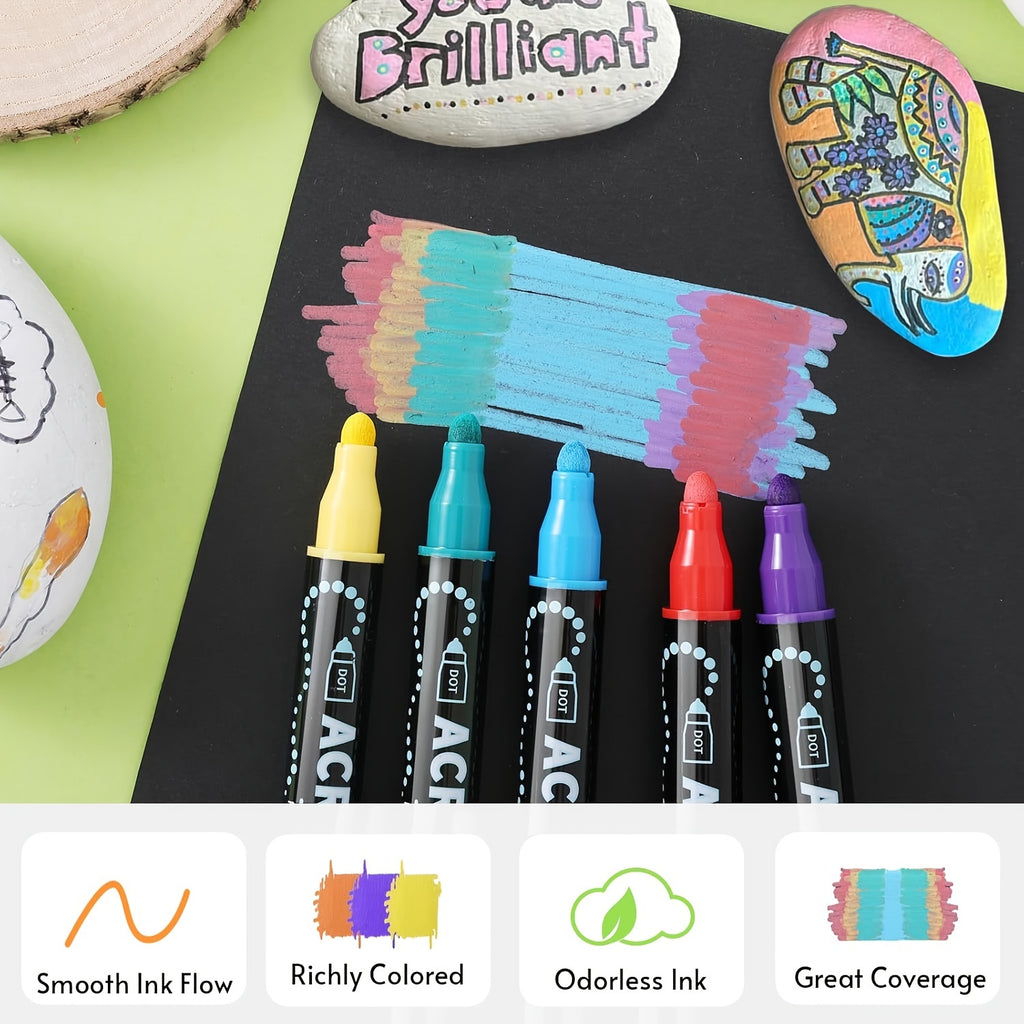 36 Colors Dual Tip Acrylic Pens Markers, Double Tip Premium Acrylic Markers, Acrylic Markers for Wood, Rock Painting, Glass, Canvas, Stone, DIY Crafts Making Art Supplies by LSDLBoutique.ch