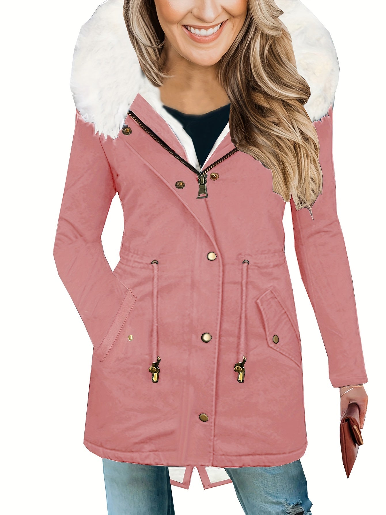 LSDLBoutique Manteau Femme Automne Hiver Casual Uni À Poches Doublure Intégrale Polyester by LSDLBoutique.ch