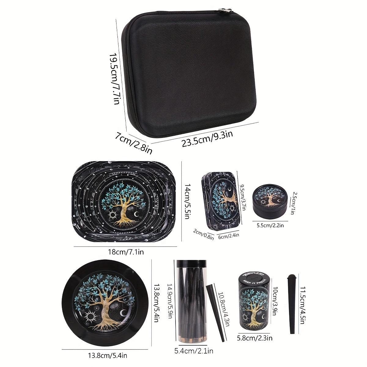 Coffret Fumeur 31pcs : Cones, Grinder, Cendrier, Boîte Métal, Accessoires by LSDLBoutique.ch