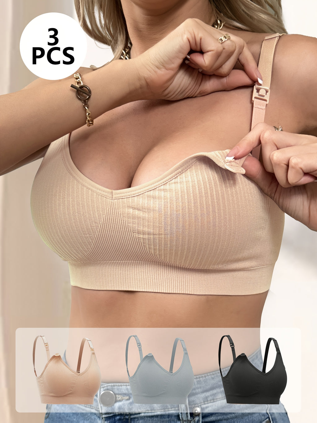 Soutien Gorge Allaitement 3 Pack Zippé Respirant Confort Grossesse Élégant Pour Tous Les Jours by LSDLBoutique.ch