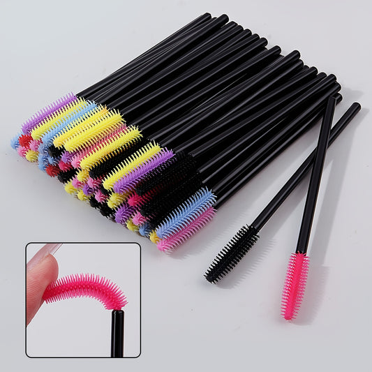 Lot de 49 Brosses Cils en Silicone Multicolores – Brosse Maquillage Jetable Professionnelle