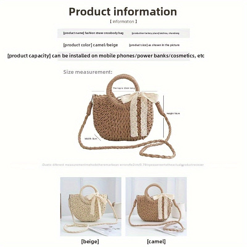 Trendy Mini Straw Crossbody Bag with Decorative Tassel, Handwoven Hollow Design for Summer Wear, Detachable Shoulder Strap, Lined for Easy Practicality, SendpiSTIL by LSDLBoutique.ch