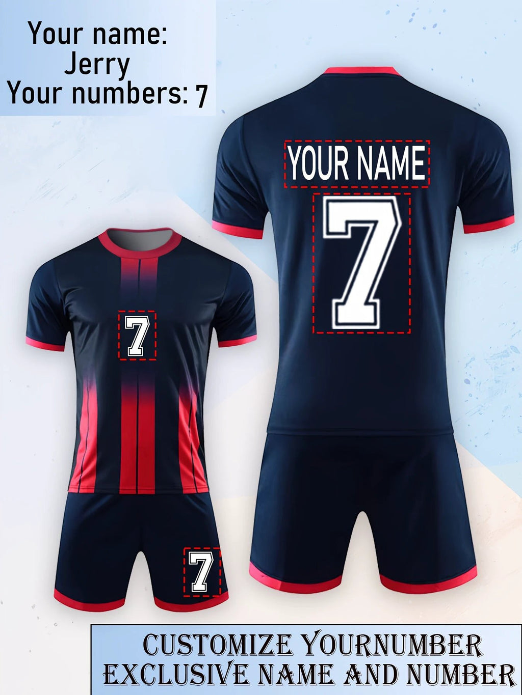 Schnelltrocknendes Fußballtrikot mit Nummern und Namen