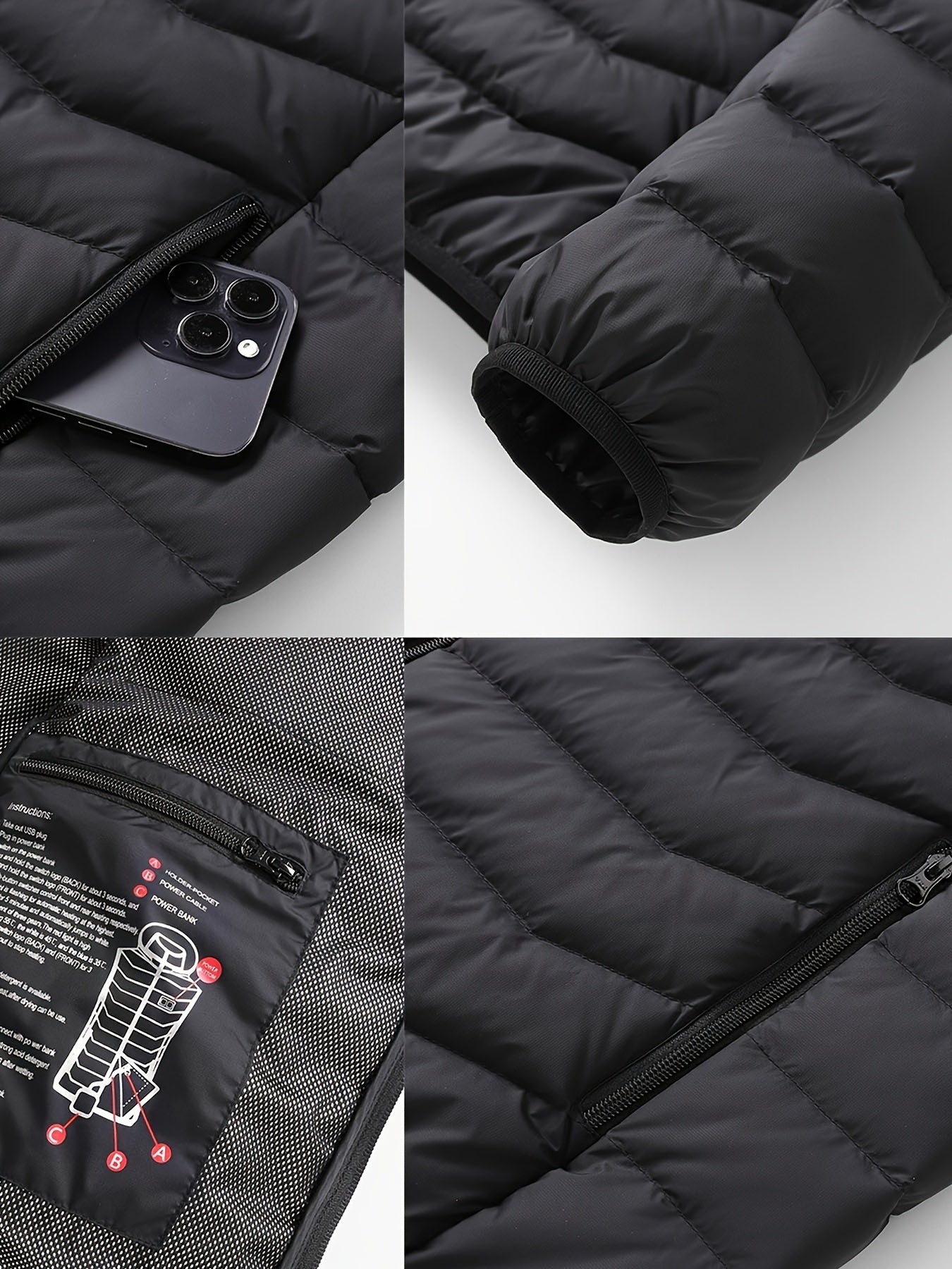 Veste Chauffante Homme Légère À Capuche Pour Randonnée Outdoor Sans Batterie Nylon Tissé by LSDLBoutique