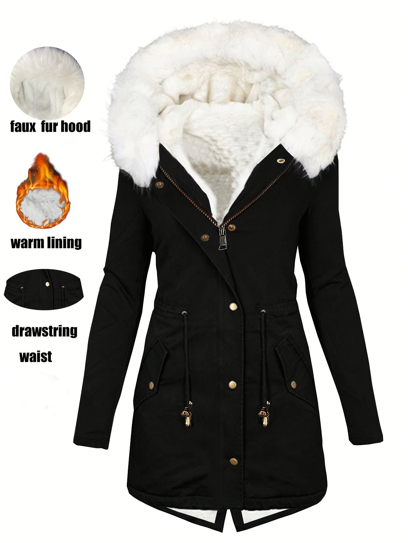 LSDLBoutique Manteau Femme Automne Hiver Casual Uni À Poches Doublure Intégrale Polyester by LSDLBoutique.ch