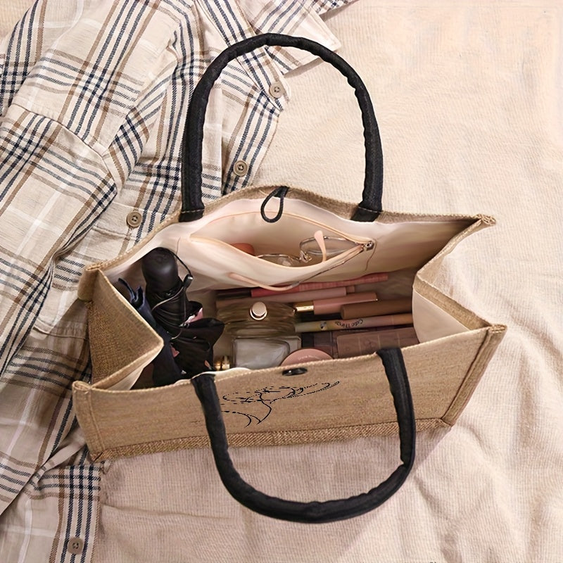 Linenia – Sac en Lin Fleuri Femme, Grand Format Élégant by LSDLBoutique.ch