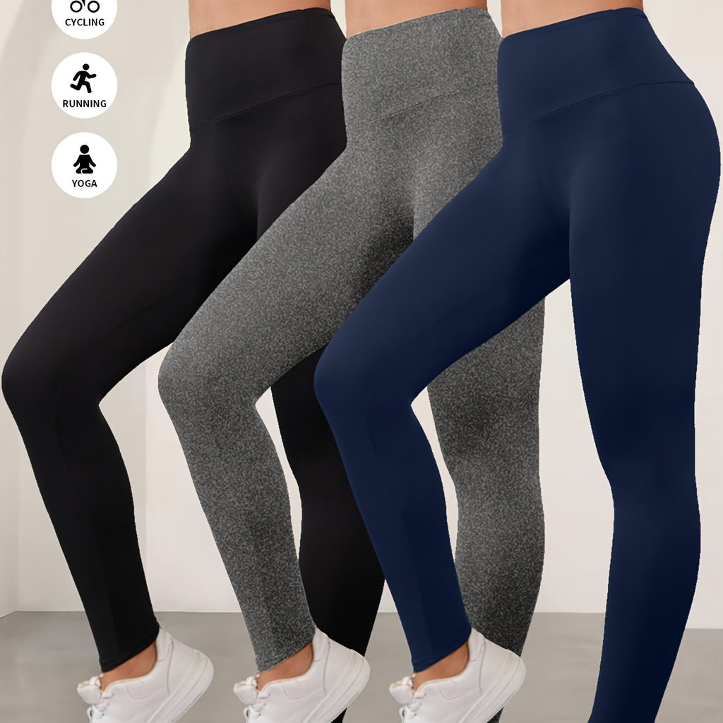 Lot De 3 Leggings Femme Taille Haute Opaques Avec Stretch Contrôle Du Ventre Et Ceinture Antidérapante by LSDLBoutique.ch