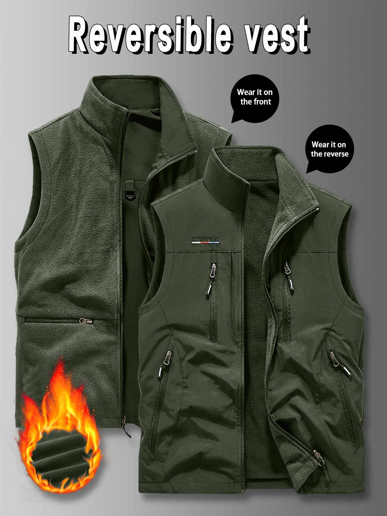 NordTrail – Gilet Réversible Homme Multi-Poches, Coupe Regular by LSDLBoutique.ch