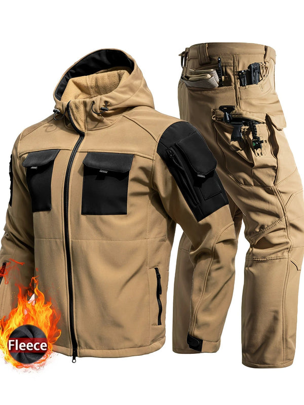 NordShield Ensemble Veste Et Pantalon Softshell Doublé Polaire Beige - LSDLBoutique