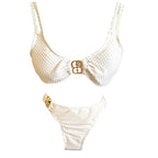 Téa – Bikini Blanc 2 pièces avec Anneau doré Central