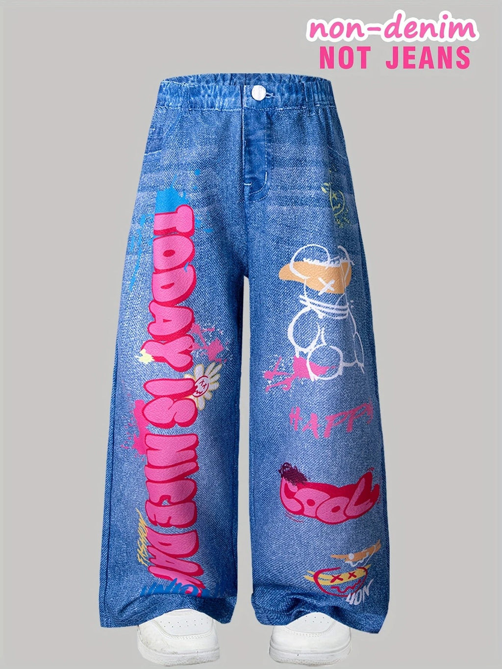 Not Jeans Pantalons Filles Longs Lot de 3 Graffiti Lettres Fleurs