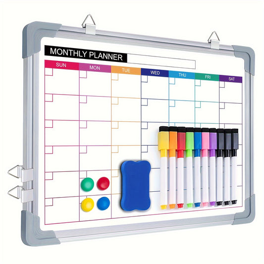 Tableau Calendrier Mensuel Effaçable – Double Face, Portable et Léger 40×30 cm