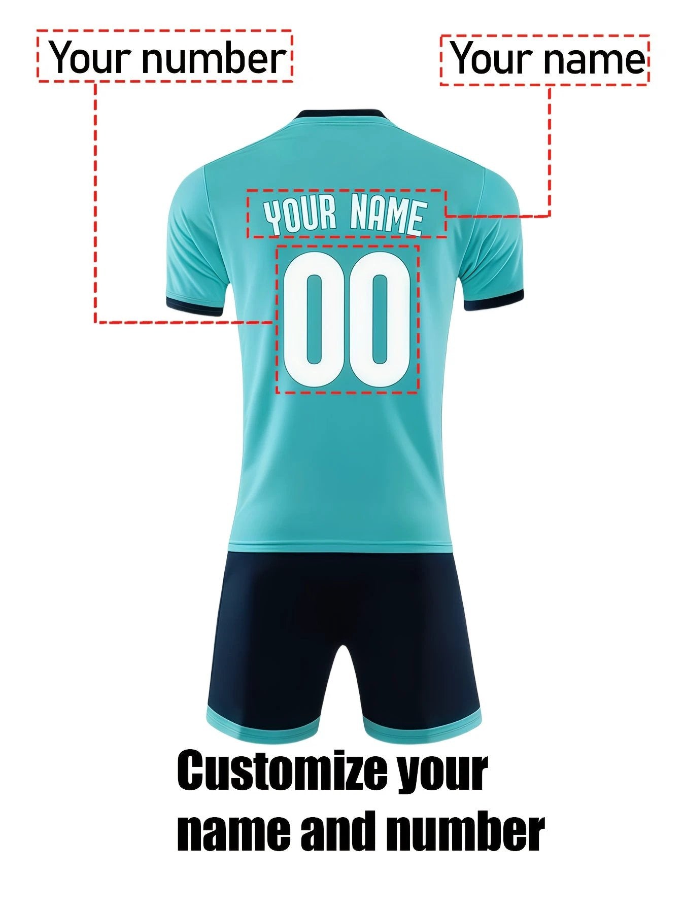 Schnelltrocknendes Fußballtrikot mit Nummern und Namen