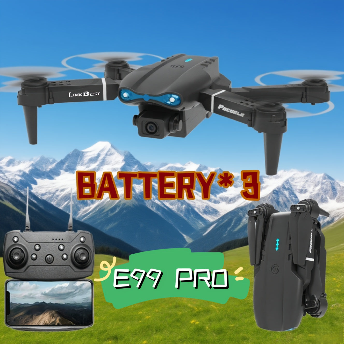 SkyE99 Pro – Drone Pliable Intelligent à Double Caméra HD by LSDLBoutique.ch