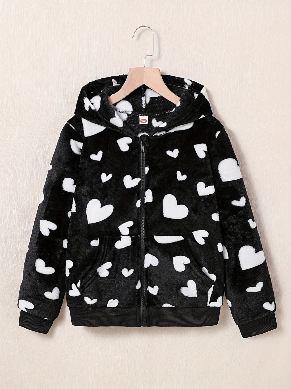 Cardigan À Capuche Zippé Imprimé Cœur