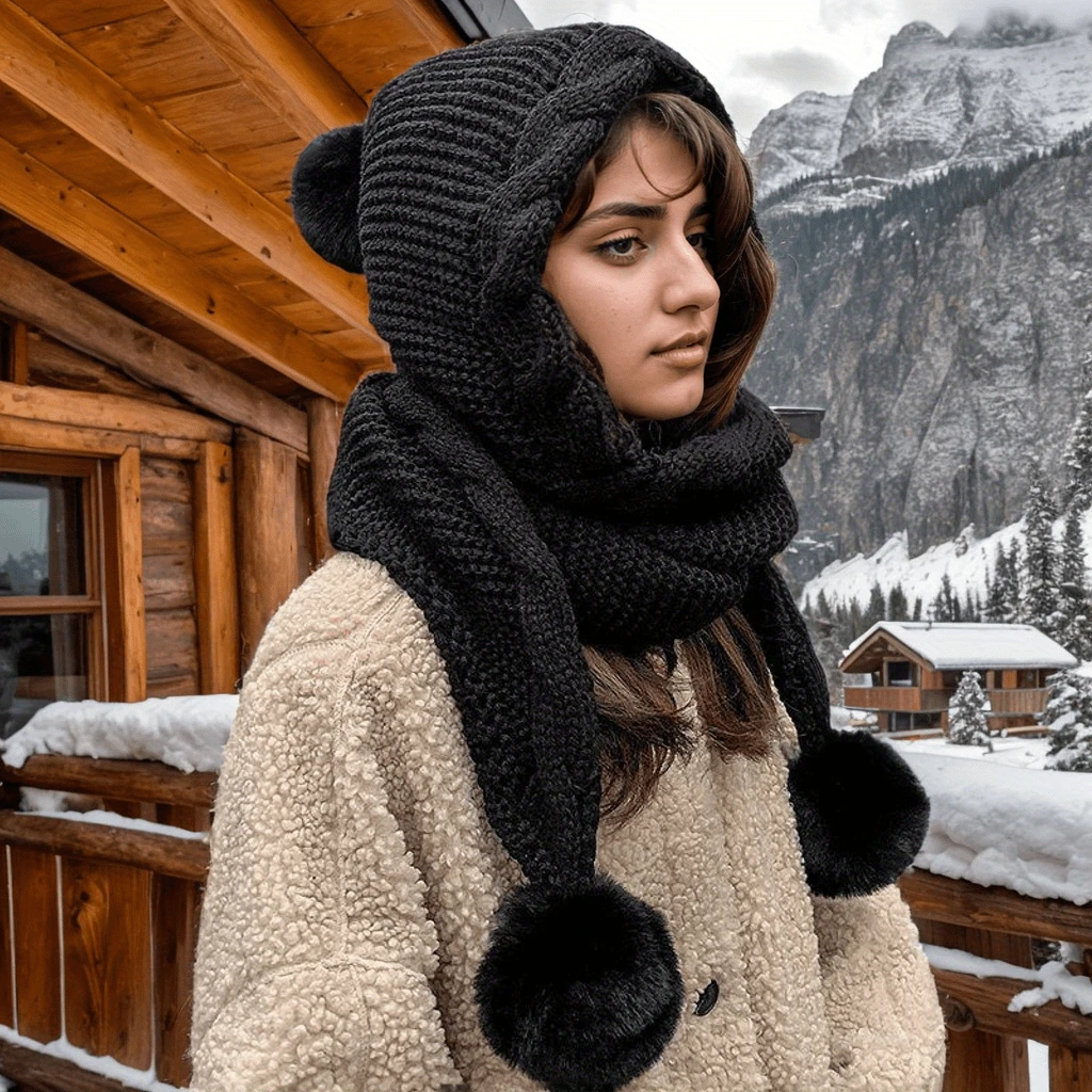 Bonnet d’Hiver Femme – Pompons et Écharpe - LSDLBoutique