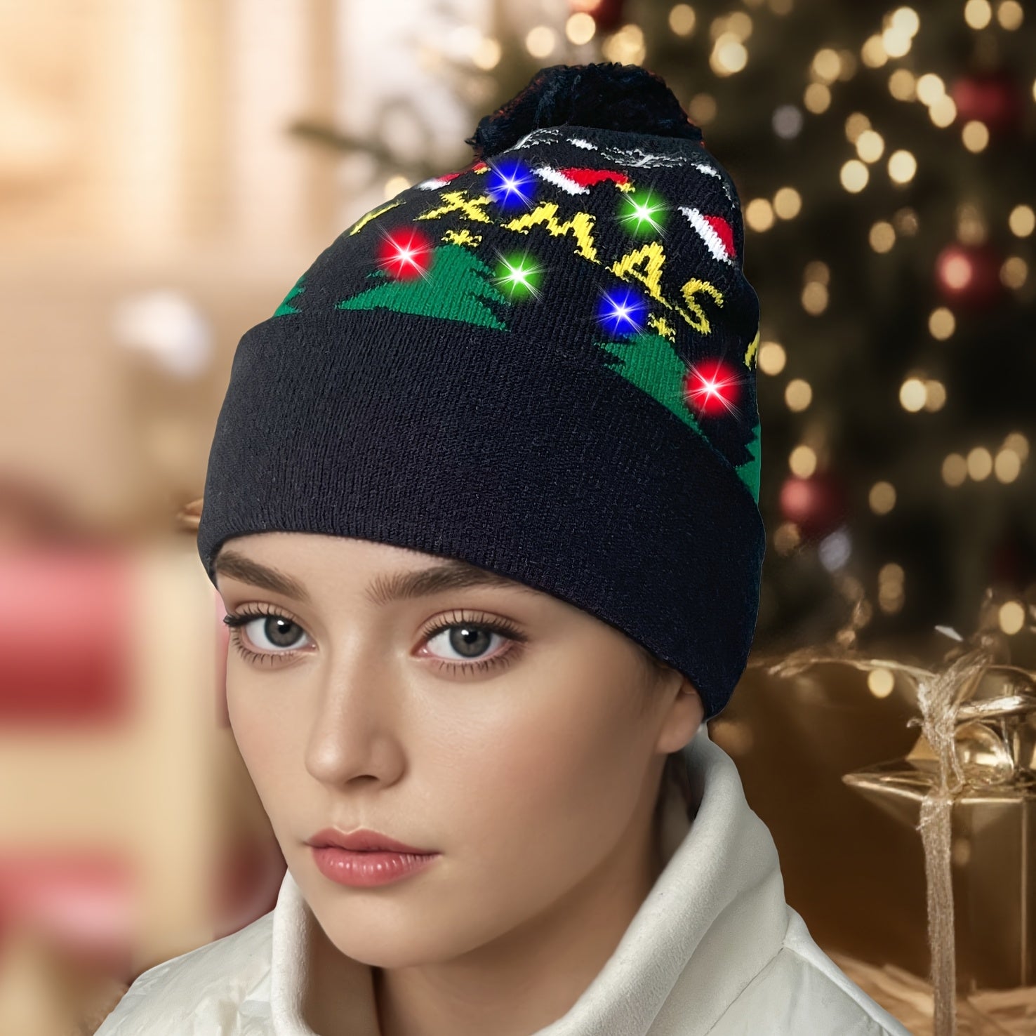 Bonnet Tricoté LED De Noël Pour Adultes Et Enfants Accessoire Festif Lumineux Chaud 100 Pour Cent Acrylique Doux by LSDLBoutique.ch