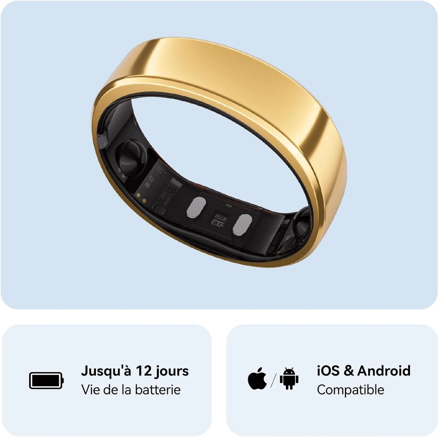 RingConn Gen 2 Smart Ring, World's First with OSA Monitoring, No App Subscription, 12 Days Battery, Stress/Heart Rate/Female Health Tracker, Android Compatible