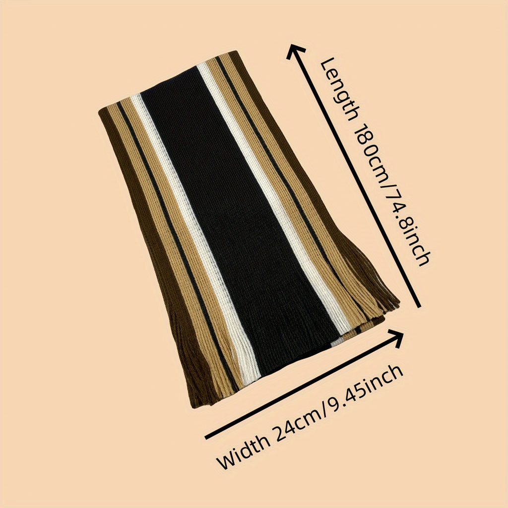 Écharpe Homme À Rayures Tricot Chaud Avec Franges En Acrylique Doux Pour Hiver Confortable Et Légère by LSDLBoutique.ch