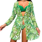 Ensemble Naïma – Kimono Tropical + Bikini Vert 2 pièces