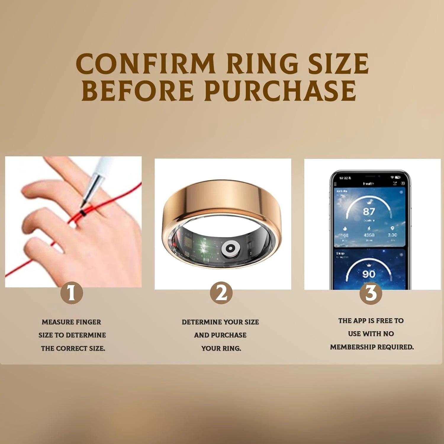 Smart Ring for Women and Men, Fitness Tracker with Heart Rate Monitor, Sleep, 100+ Sports, Pedometer, IP68 Waterproof, No Subscription for iOS/Android (Silver, 8)