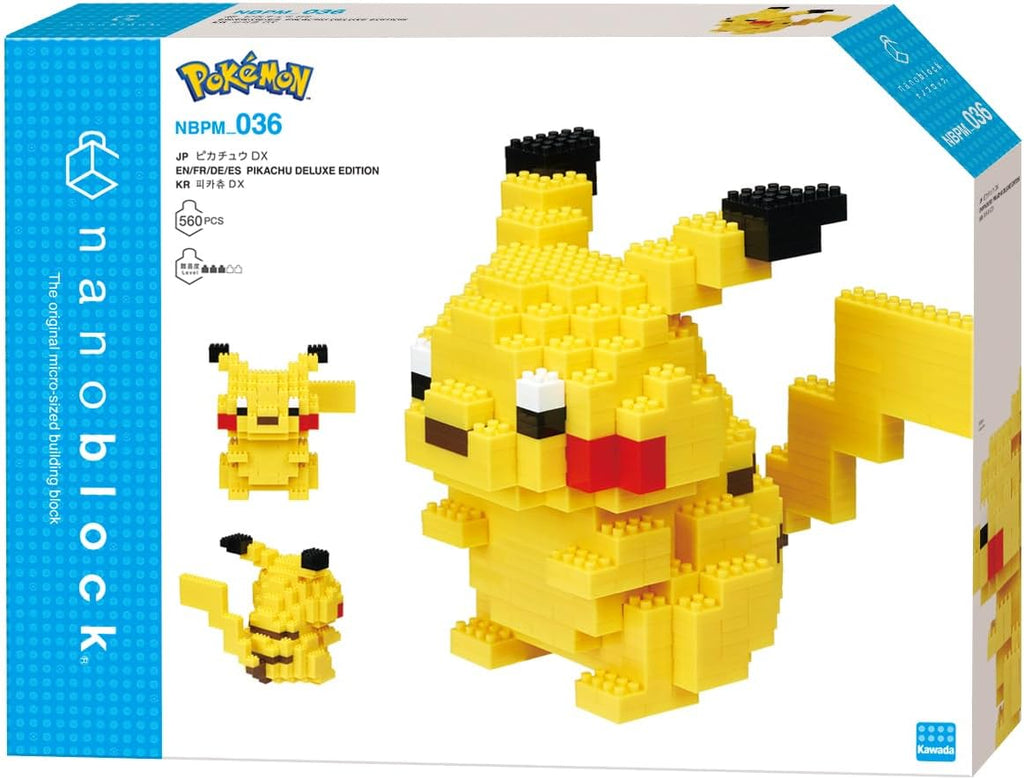nanoblock - Pikachu Deluxe - Figurine Pokémon - Jeu de Construction - Activité 12 Ans et + - 560 Pièces - Taille Deluxe