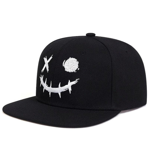 Casquette Hip-Hop Noire à Smiley Brodé - LSDLBoutique