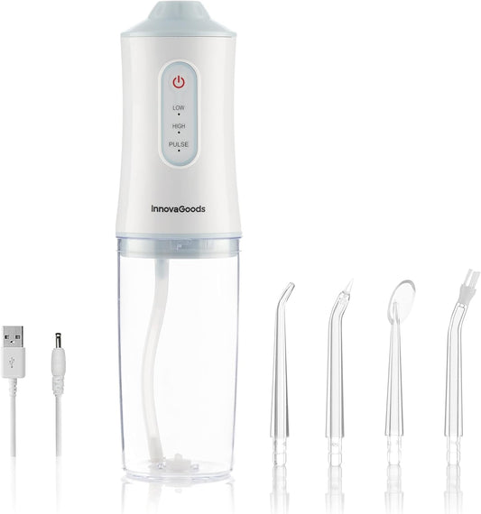 InnovaGoods® Irrigador dental recargable portátil Denter, nettoyez vos dents en profondeur et en toute efficacité, avec une fonction d'irrigateur dentaire, idéal pour la maison.
