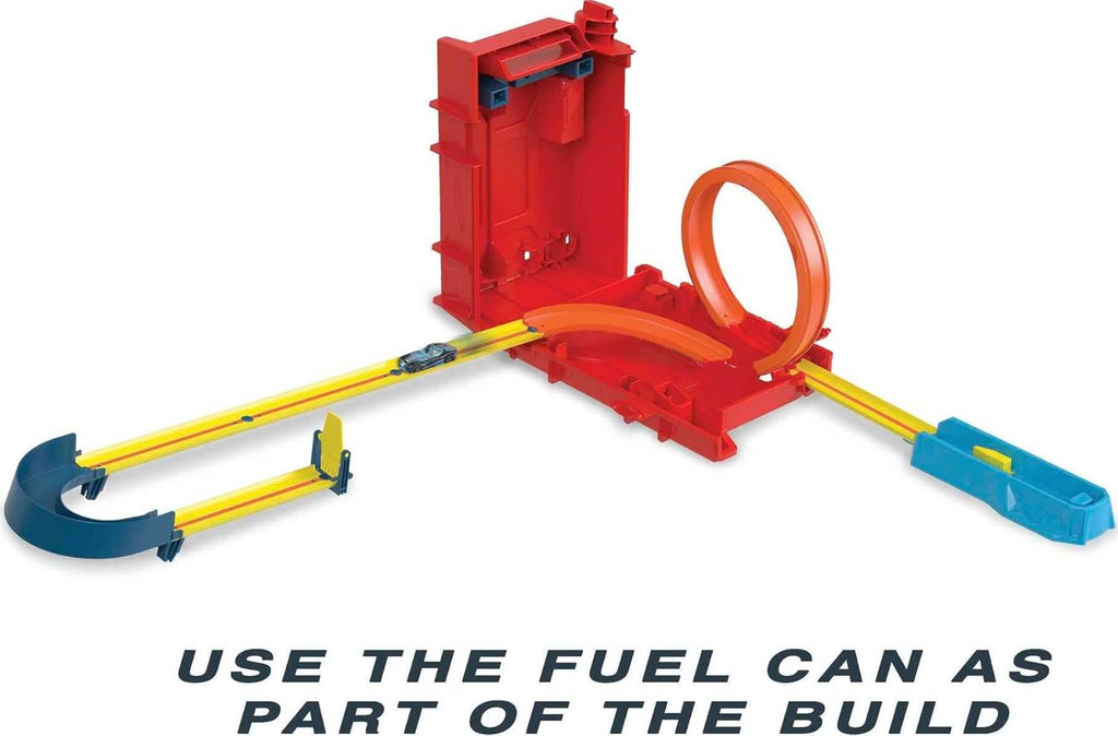 Hot Wheels Coffret Construction Circuit Petite Voiture Cascades Bidon D’Essence Track Builder Unlimited, 1 Véhicule Inclus, Jouet Enfant, A Partir De 6 Ans, HDX78