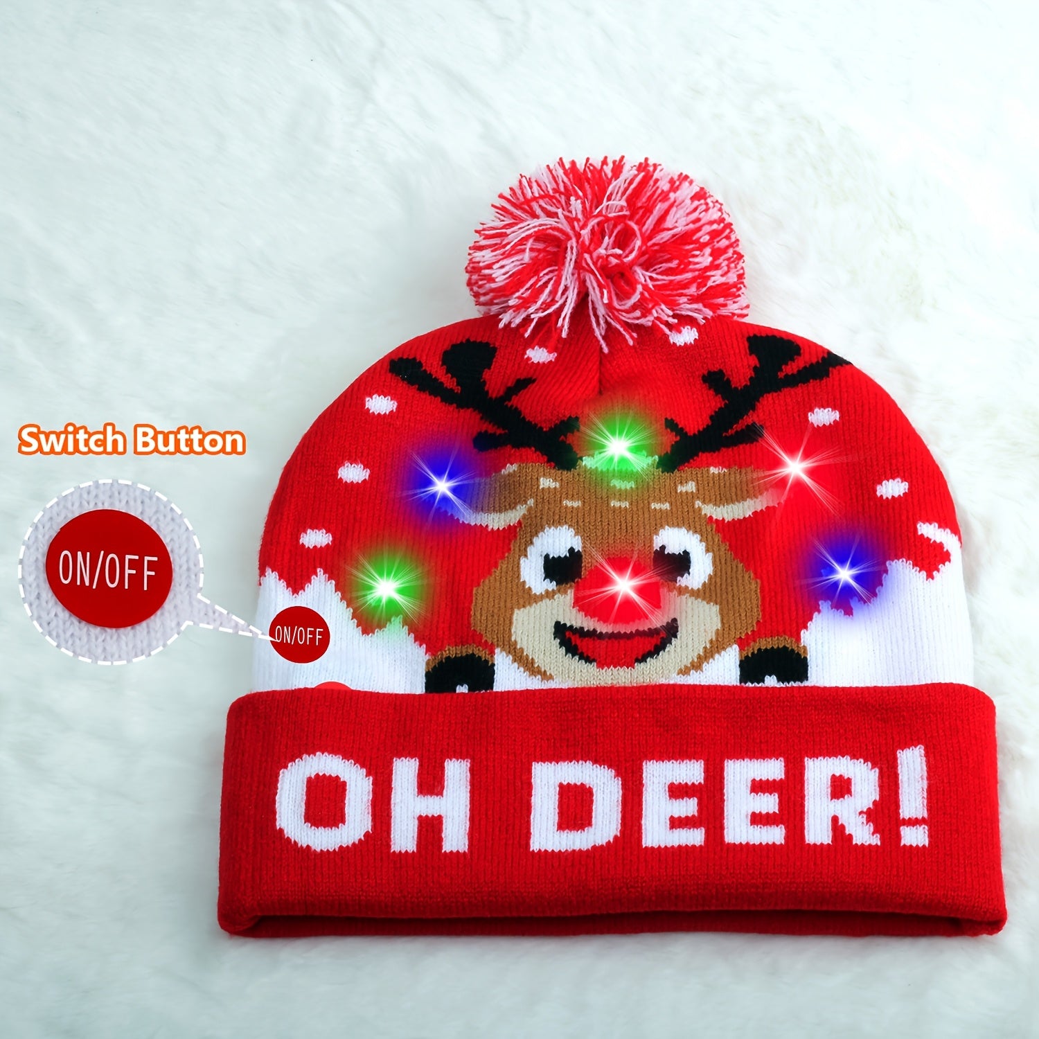 Bonnet Tricoté LED De Noël Pour Adultes Et Enfants Accessoire Festif Lumineux Chaud 100 Pour Cent Acrylique Doux by LSDLBoutique.ch