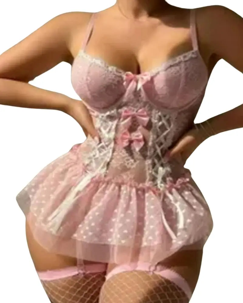 Isaline - Pink Corset and Sexy Petticoat