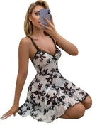 Margareth - Nuisette Florale Noir et Blanc