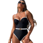 Medina - Black and White One-Piece Swimsuit with Buckle
