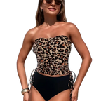 Volga - Leopard Bustier Swimsuit - Black Bottoms