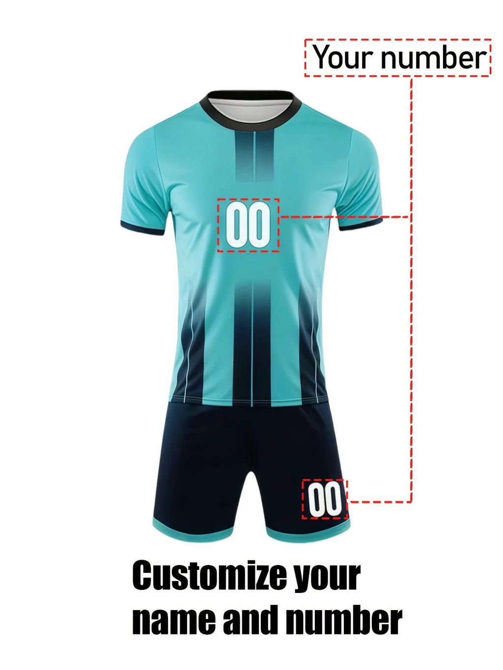 Schnelltrocknendes Fußballtrikot mit Nummern und Namen