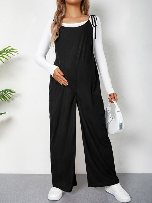 Combinaison Grossesse Femme Taille Haute Avec Bretelles Et Noeud Ample Confort Et Élégance by LSDLBoutique.ch