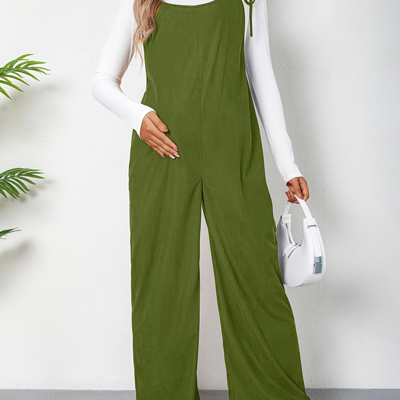 Combinaison Grossesse Femme Taille Haute Avec Bretelles Et Noeud Ample Confort Et Élégance by LSDLBoutique.ch