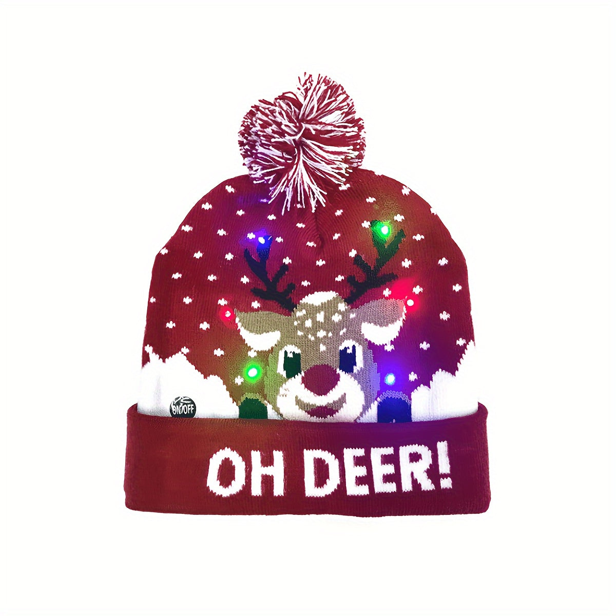 Bonnet De Noël À LED Multicolores Avec Pompon Taille Unique Résistant À L Humidité by LSDLBoutique.ch