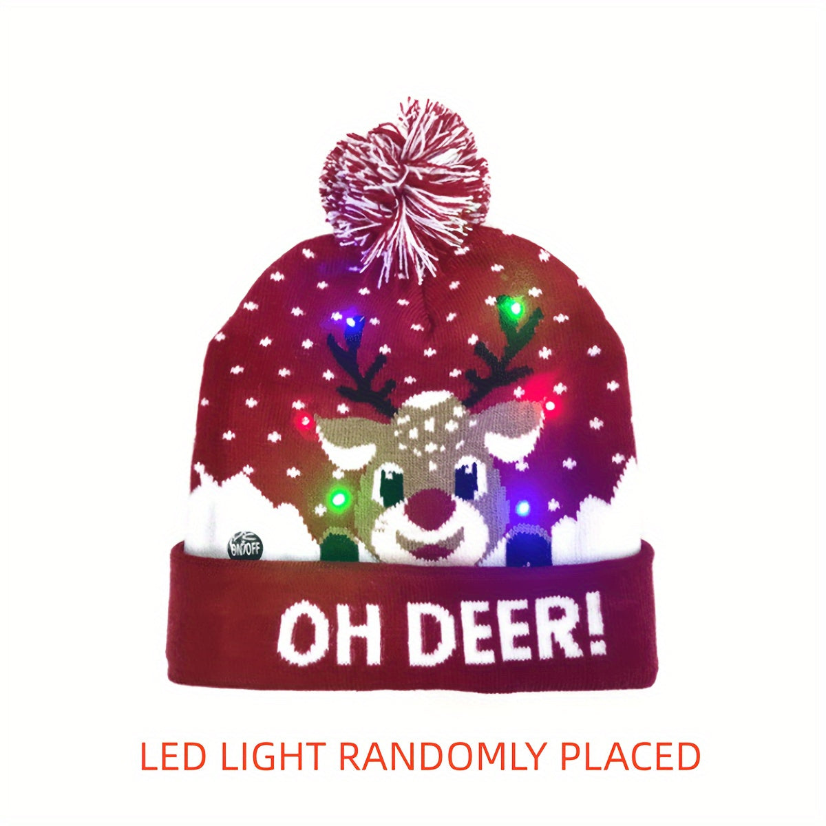 Bonnet De Noël À LED Multicolores Avec Pompon Taille Unique Résistant À L Humidité by LSDLBoutique.ch