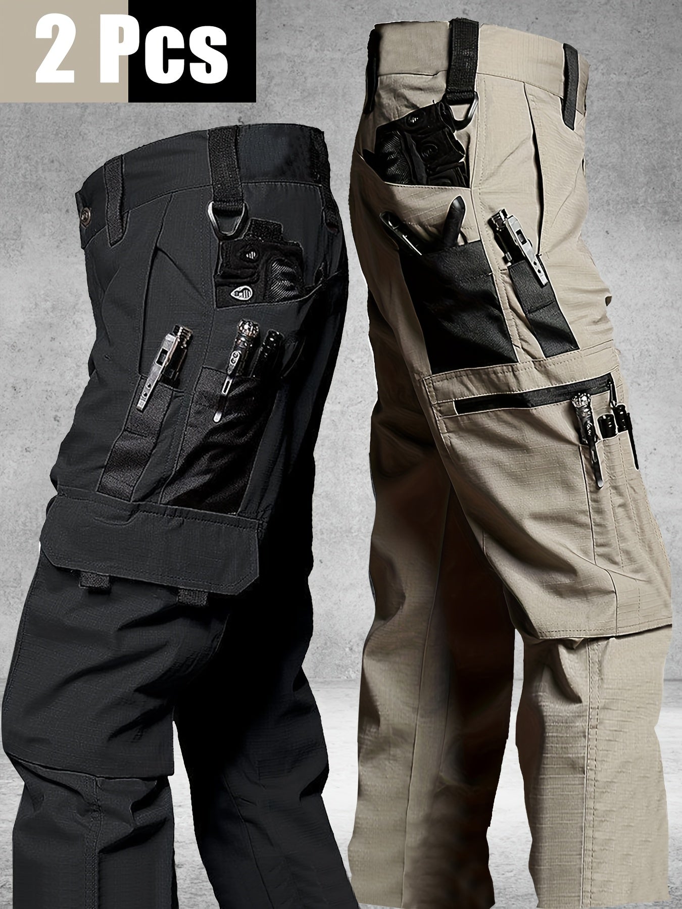 TactiPro – Lot de 2 Pantalons Cargo Tactiques Homme, Multi-Poches Résistants by LSDLBoutique.ch
