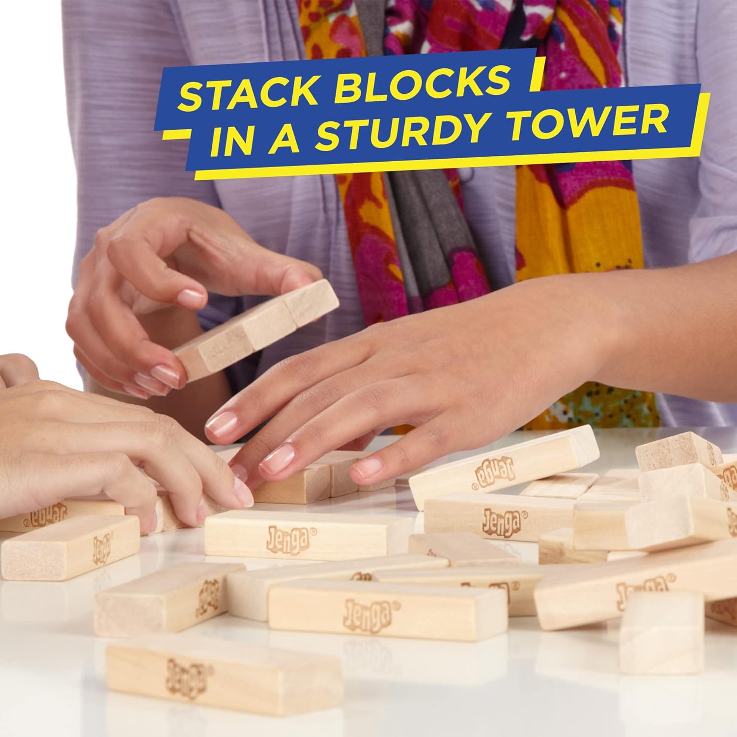 Hasbro Gaming Jenga, Jeu de société en Bois, Jeu de Voyage pour Enfant et familles, Version française, Idées Cadeaux d'anniversaire, À partir de 6 Ans